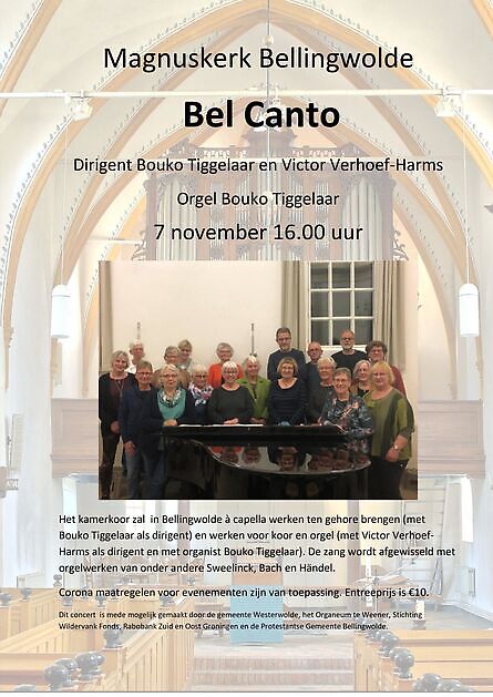 Program 2021 Kamerkoor Bel Canto