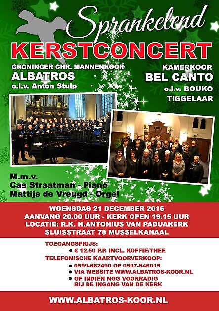 Program 2016 Kamerkoor Bel Canto